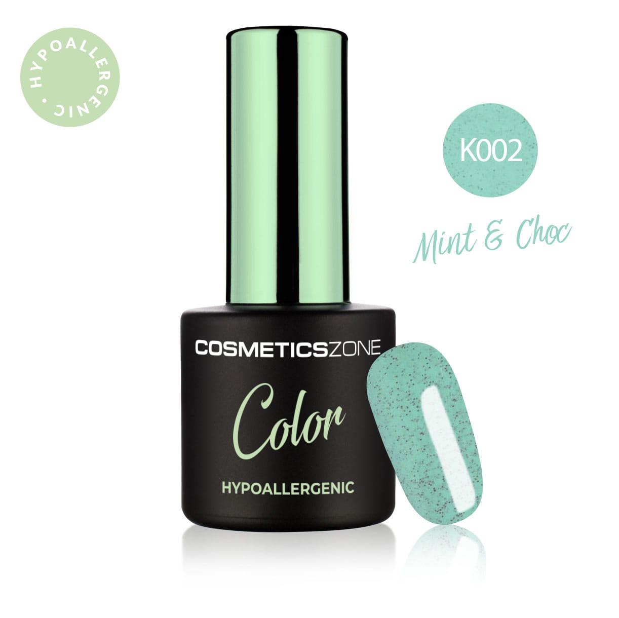 Hypoalergénny hybridný gellak - Mentolový s čiernymi časticami - Mint&Choc