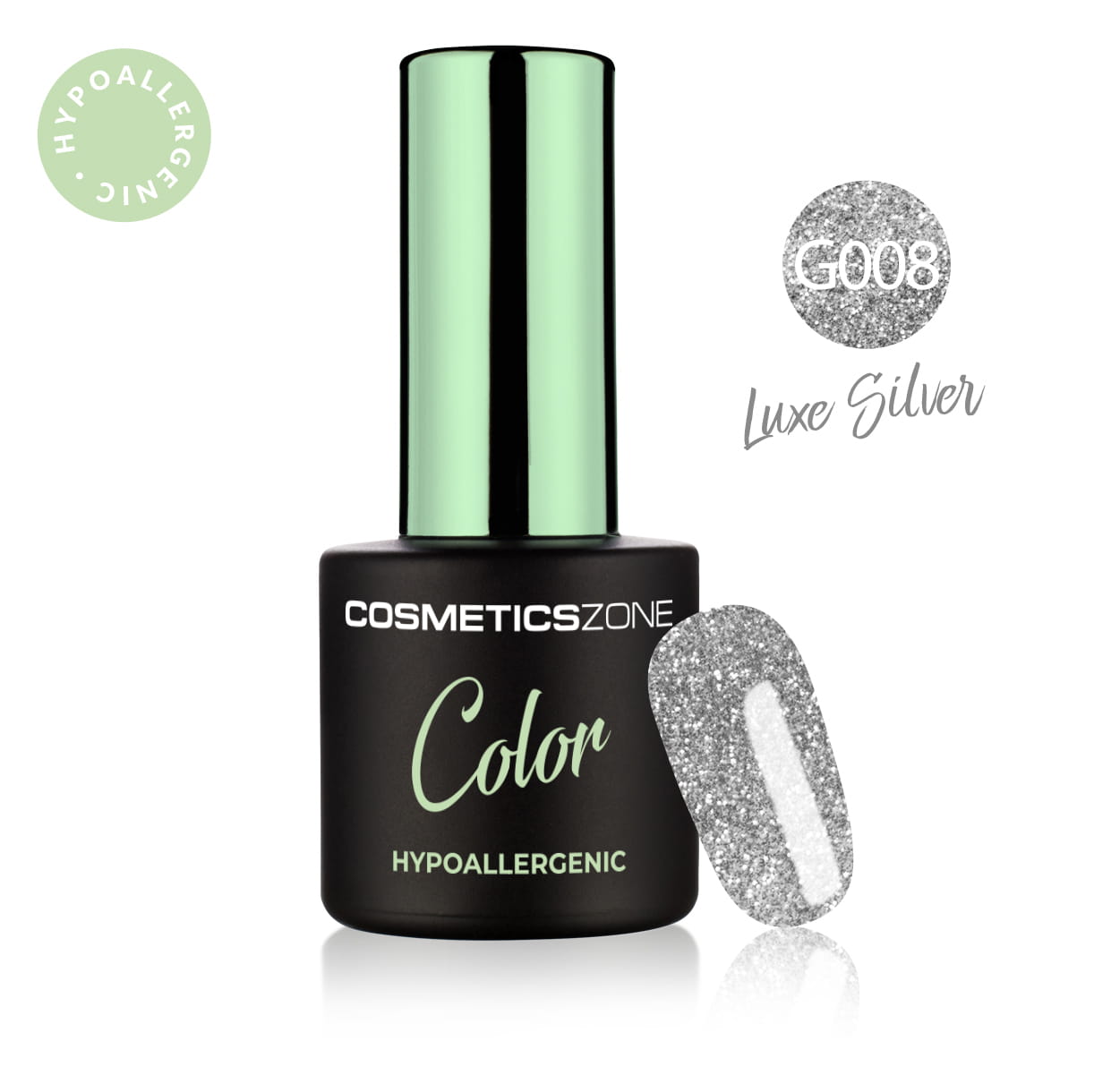 Hypoalergénny hybridný gellak - Glitrový - Luxe Silver